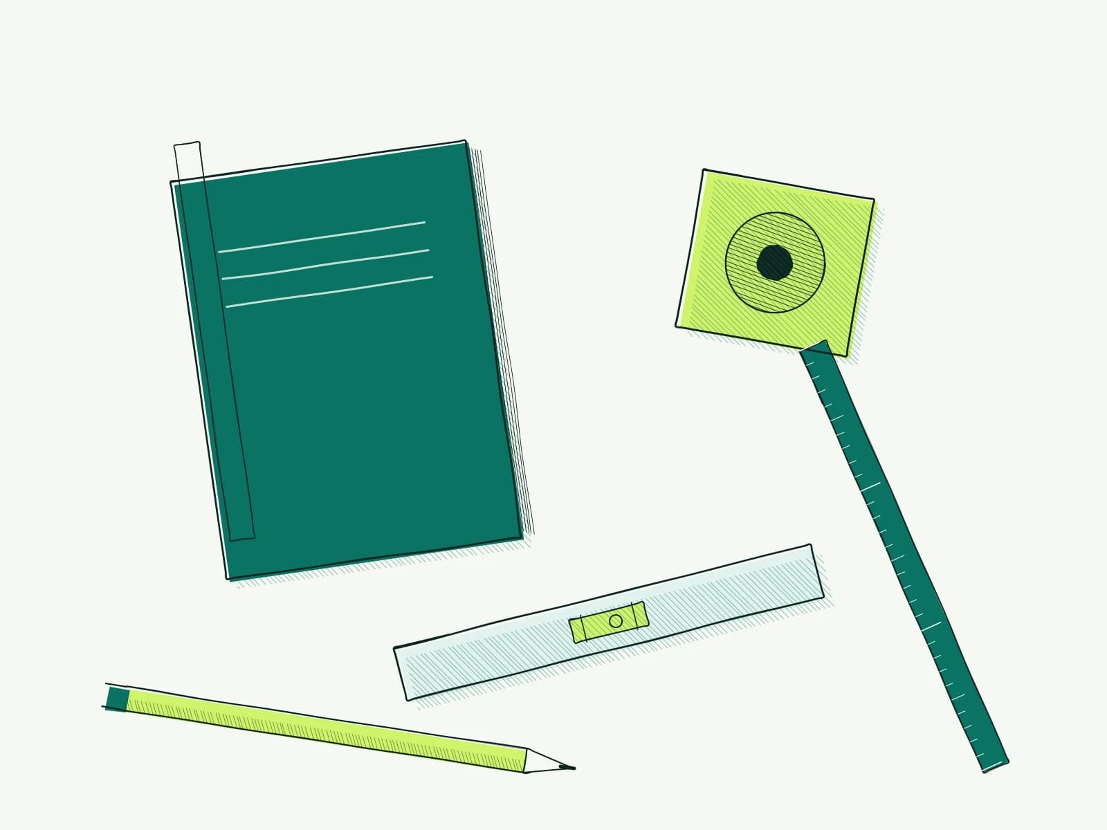 Pen illustration of measuring tools for adjusting your bike